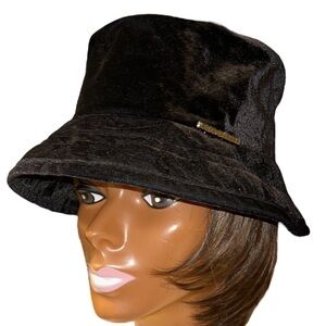 Renoma Paris Vintage Black Velvet Bucket Hat Fedora
